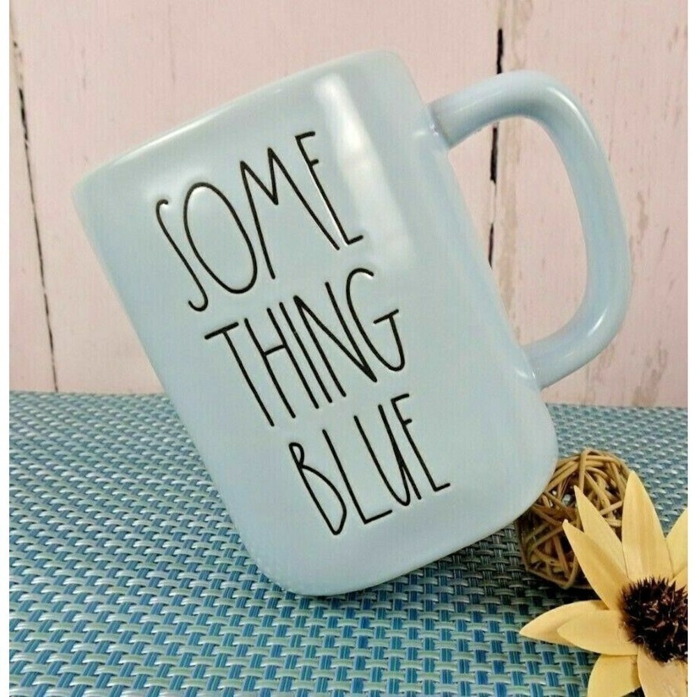 New Rae Dunn "Something Blue" Coffee Tea Mug Ceramic Bridal Wedding Farmhouse